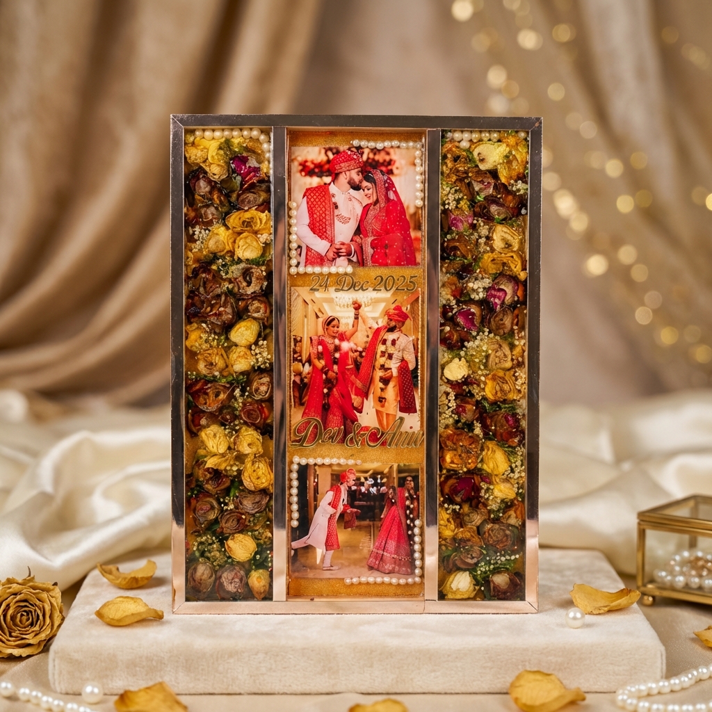 Personalized Wedding Memory Preservation Resin Frame | Custom Photo Collage Wedding Keepsake with Names & Date