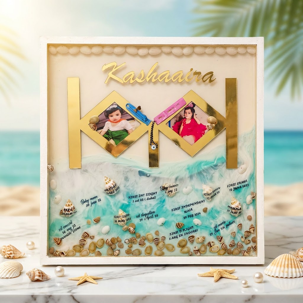 Baby Cord Preservation Frame – Premium Resin Keepsake with Baby Milestone Details