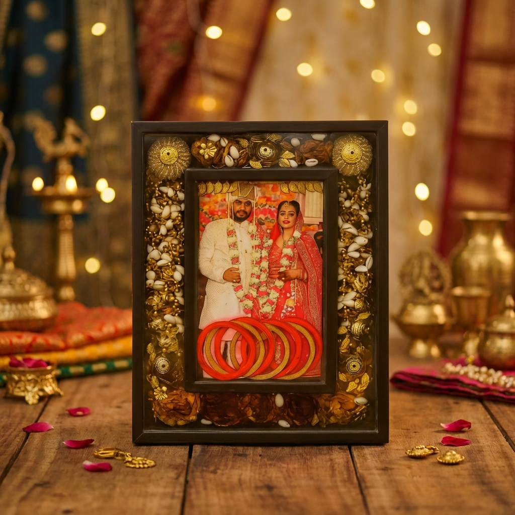 Personalized Wedding Bangle Preservation Resin Photo Frame | Custom Bridal Chooda Keepsake