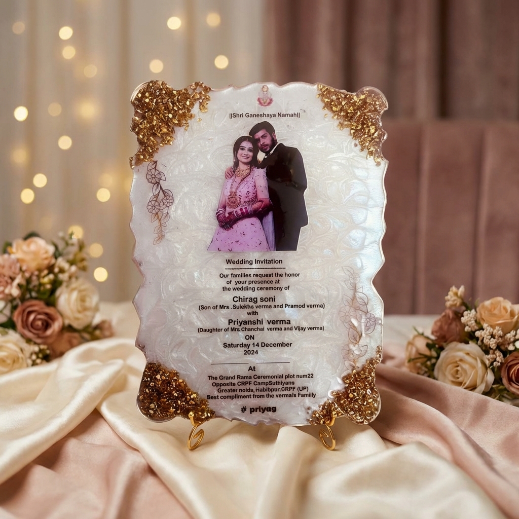 Photo Wedding Card Preservation Resin Frame | Personalized Wedding Memory Keepsake