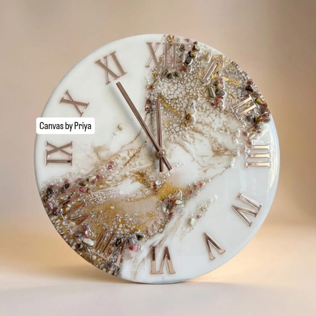 Luxury Handmade Rose Gold Roman Wall Clock – Artistic Marble Design