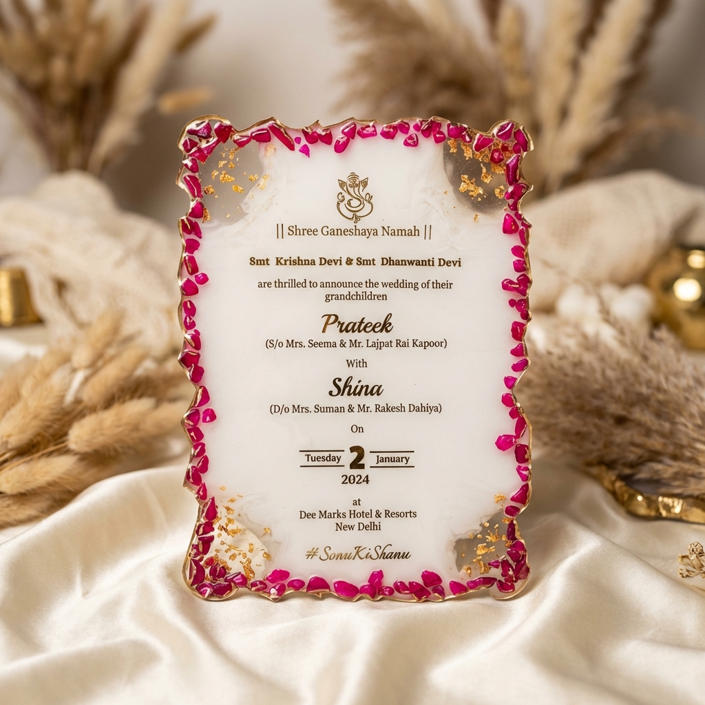 Wedding Card Preservation Resin Frame | Custom Wedding Invitation Keepsake