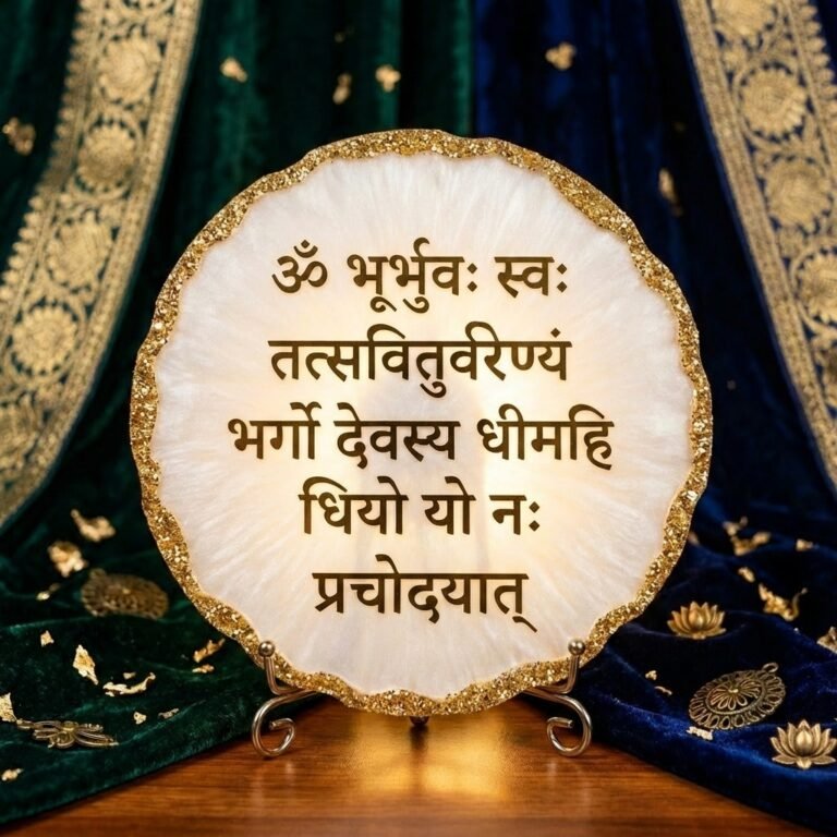Gayatri Mantra Handmade Resin Frame – Luxury Spiritual Decor