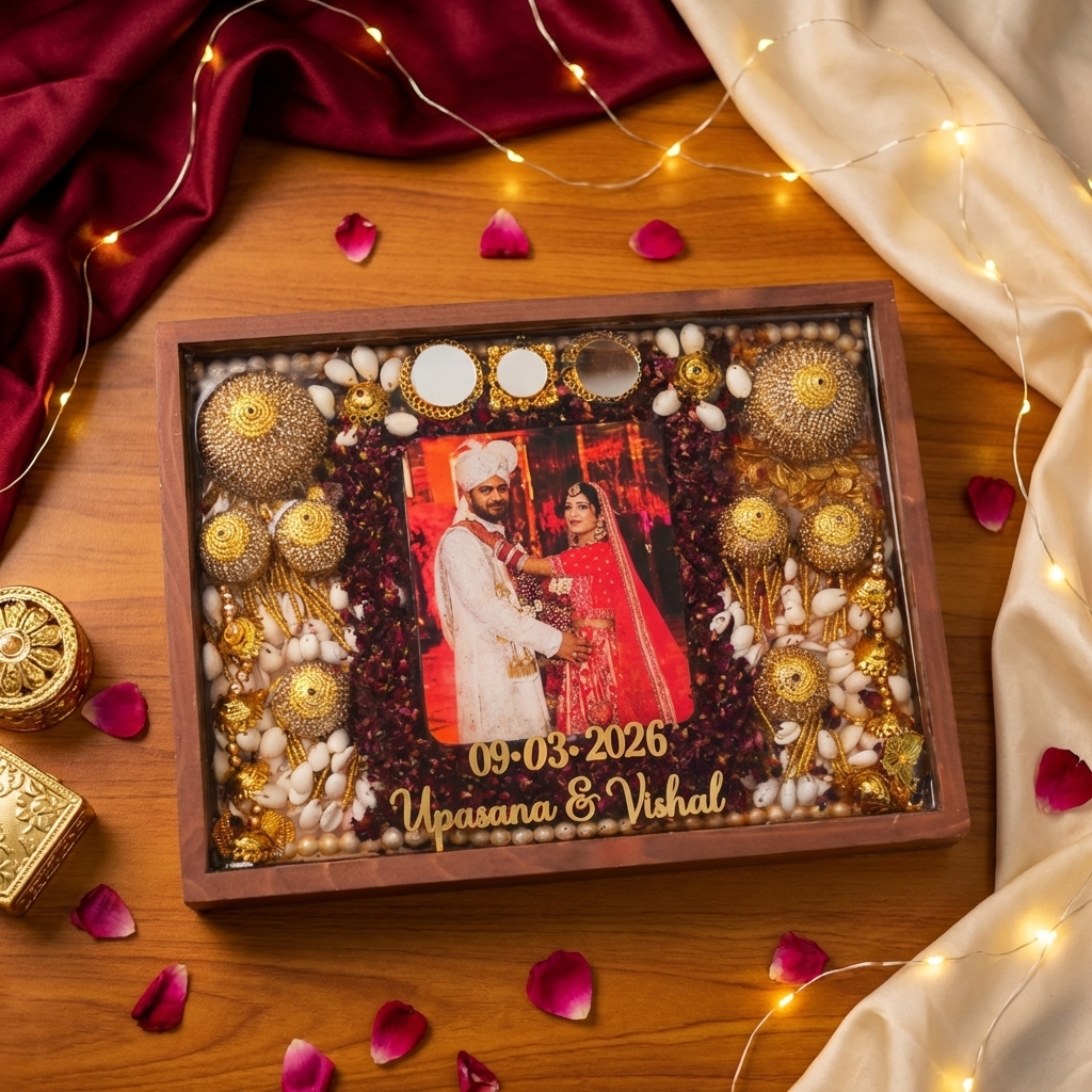 Wedding Memory Preservation Resin Frame personalized with photo names date