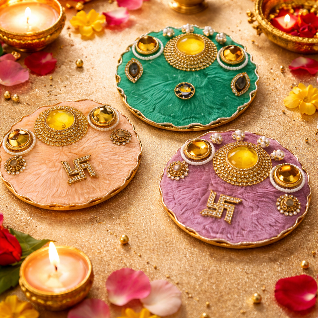 Handmade Resin Rakhi Platter for Tilak Roli Chawal and Raksha Bandhan gifting