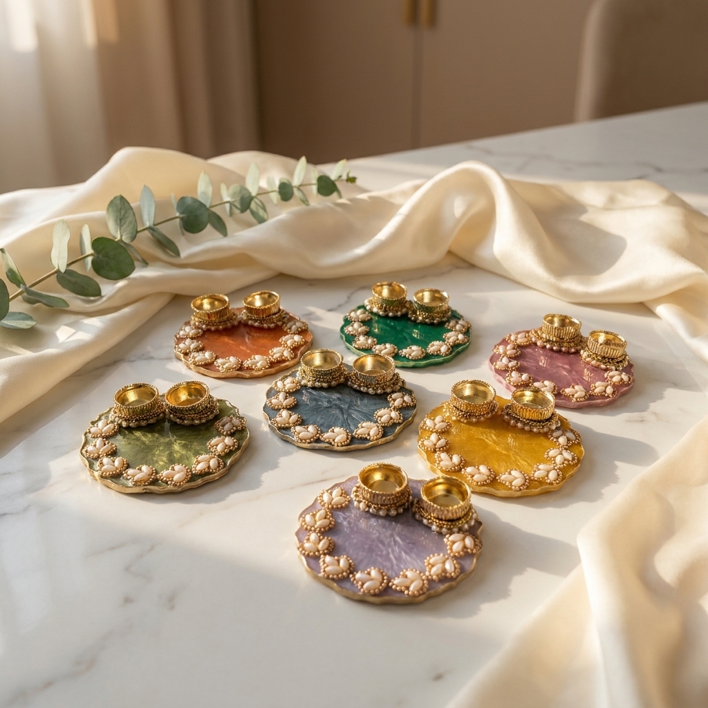 Handmade Resin Rakhi Platter for Tilak Roli Chawal and Raksha Bandhan gifting