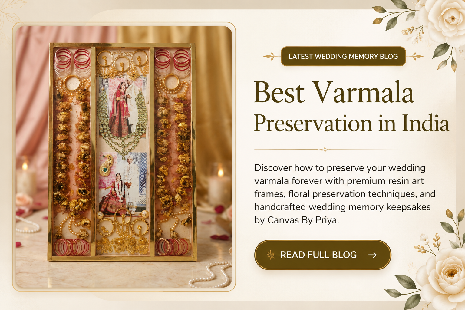 Premium varmala preservation resin art frame for wedding memory preservation
