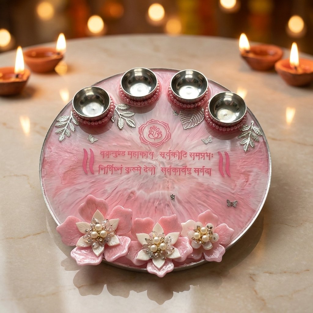 red-floral-resin-pooja-thali-10-inch-canvas-by-priya