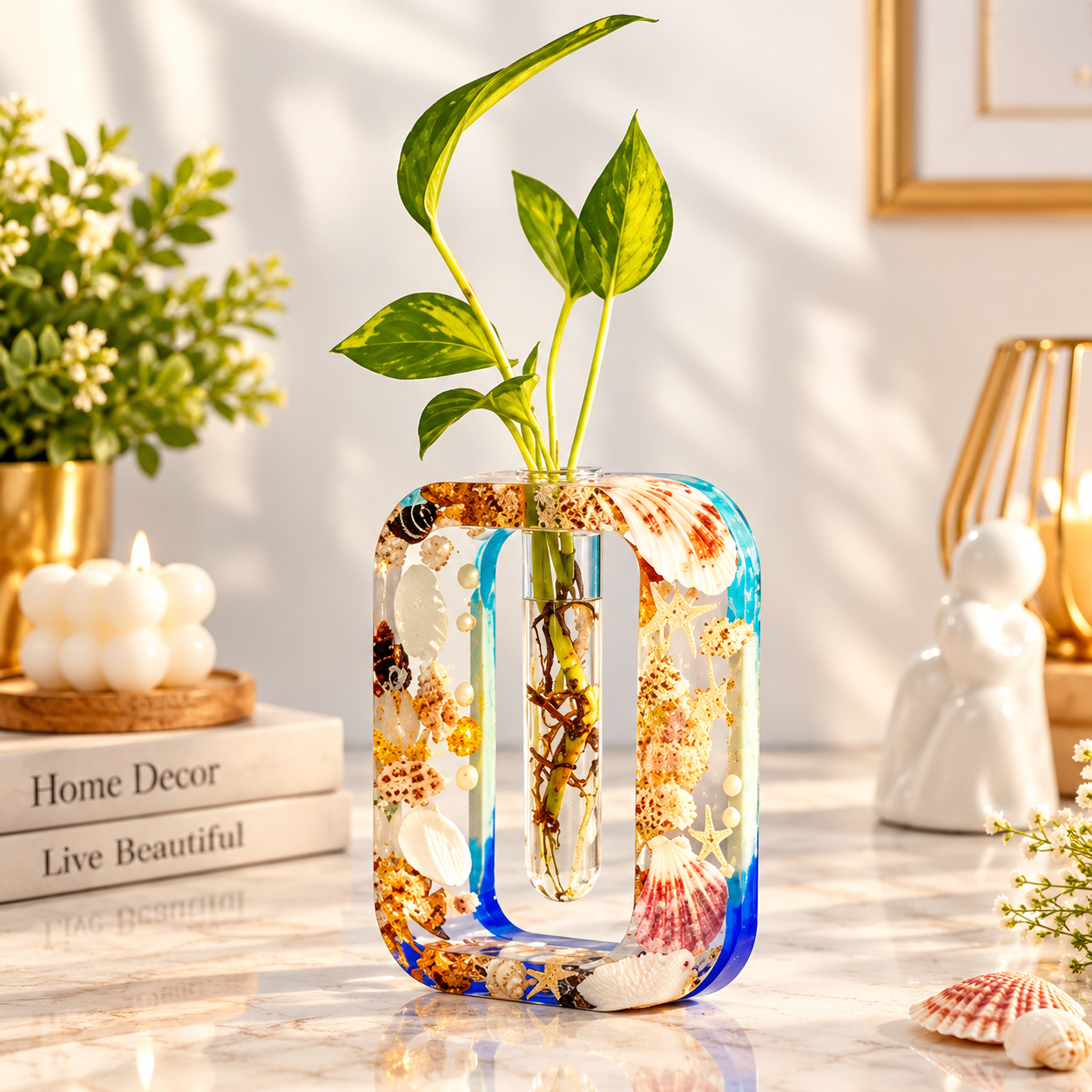 1 Handmade Resin Planter – Stunning Coastal Décor & Happy Home